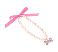 GANAZONO Collar de Perlas para Perros y Gatos Adorno Decorativo de Hueso, Talla M en Color Rosa, Accesorio Seguro para Cachorros y Gatitos