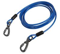 GANAZONO Correa para Perros de Entrenamiento Doble Cabeza Antirroedura Resistente 5mm X 3m Acero Inoxidable Azul Intenso para Exteriores Mascotas y Cachorro