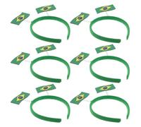 GANAZONO Diadema Brasileña para Fiesta de Fútbol 6 Piezas, Accesorios Deportivos Cabello Bandera de Brasil, Diadema Divertida y Ligera para Eventos Deportivos y Celebraciones al Aire Libre