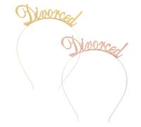GANAZONO Diadema Decorativa para Mujer Letras Divorcio, 2 Unidades, Metal Dorado y Oro Rosa, Tocado de Fiesta para Celebraciones y Accesorios Elegantes para Cabello
