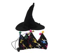 GANAZONO Disfraz de Bruja para Mascotas con Sombrero Campana Ropa de Bruja para Perros y Gatos Pequeños para Halloween Fiesta y Cosplay