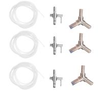 GANAZONO Distribuidor para Bomba de Oxígeno Acuarios 9 Piezas Conectores de Acero Inoxidable, Válvula de Retención y Mangueras Flexibles para Tanque de Cría de Peces