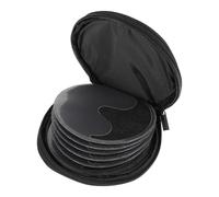 GANAZONO Estuche para Guardar CD de Coche Redondo Grande de Tela Oxford Negro, Organizador Cremallera para Almacenamiento y Protección de Discos, Bolsa Portátil para Viajes y Uso Automotor