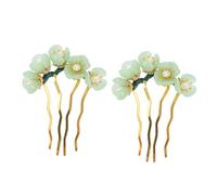 GANAZONO Horquillas Cabello de Jade Natural Verde Diseño Vintage y Flor, 2 Piezas Firmes Que No Se Desvanecen para Peinados DIY y Eventos Formales