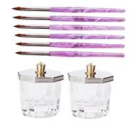 GANAZONO Juego De 10 Pinceles Para Uñas Con Taza Octogonal, 6 Lápices Con Punta De Pelo Natural 3d, Accesorios Para Manicura Profesional y Uso Diy
