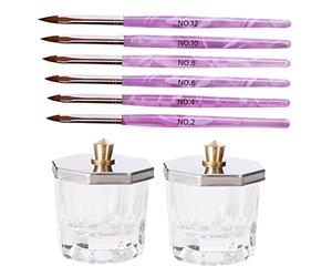 GANAZONO Juego De 10 Pinceles Para Uñas Con Taza Octogonal, 6 Lápices Con Punta De Pelo Natural 3d, Accesorios Para Manicura Profesional y Uso Diy