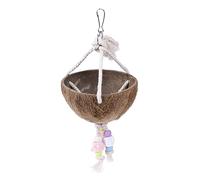 GANAZONO Juguete De Madera para Loros Natural, Columpio con Cáscara Natural y Madera De Pimienta, Tamaño Pequeño, Nido Colgante para Jaula, Suministros para Aves Domésticas