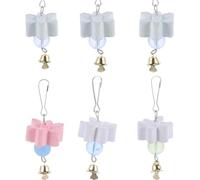 GANAZONO Juguetes para Loros Campanas Piedra de Moler para Pájaros 6 Piezas Bloque Mineral de Lava para Masticar Tamaño Pequeño Portátil Adecuado para Jaulas y Cuidado Dental