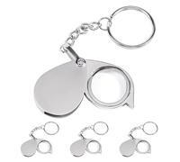 GANAZONO Mini Lupa de Mano Plegable Metálica 10 Aumentos 4 Unidades Llavero Portátil Lupa de Bolsillo Pequeña para Lectura Joyería Mapas y Viajes