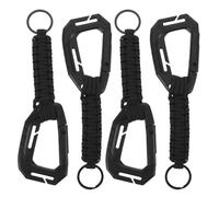 GANAZONO Mosquetones para Botellas de Agua 4 Piezas Negros Clip Ajustable Correa para Senderismo Camping y Escalada Mosquetón Multifuncional Resistente y Ligero para Exteriores