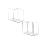 GANAZONO Organizador De Brochas De Maquillaje y Portalápices Acrílico Transparente, 2 Piezas, Tamaño Mediano, Duradero y Práctico, Para Uso En Tocador y Escritorio, Diseño Simple y Funcional