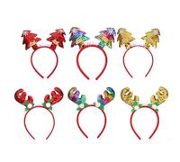 GANAZONO Pack de 6 Diademas Navideñas Astas de Reno y Lentejuelas de Plástico y Tela para Accesorios Navideños y Fiestas de Navidad Varios estilos