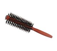 GANAZONO Peine rizador de cerdas de cerdo desenredador redondo Suave Jabali cepillo de rizado de cabello corto peine rizador para cabello rizado ronda de peine De madera Marrón