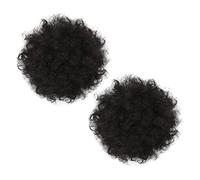 GANAZONO Postizo De Moño Rizado Afro 2 Piezas 15 Cm De Seda Alta Temperatura Para Mujeres Accesorio De Cabello Fiesta Cosplay Uso Diario