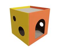 GANAZONO Rascador para Gatos Pequeños Sisal Durable en Forma de Cubo, Casa Rascadora Interior Naranja Amarilla 32x32x32 Cm Adecuado para Gatitos y Mascotas Domésticas