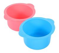 GANAZONO Recipiente de Silicona para Cera Depilatoria 400 Ml, Cuenco Resistente al Calor, Fácil Desmoldeo, Set 2 Piezas (rosa y Azul) para Calentador de Cera Profesional