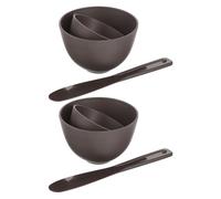 GANAZONO Set de 6 Piezas Bol y Espátulas para Mascarillas Faciales de Silicona Color Negro Café Bol Grande y Mediano Espátula Grande Kit para Mezclar y Aplicar Mascarillas Caseras en