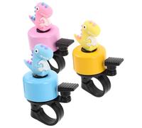 GANAZONO Timbre de Bicicleta para 3 Piezas con Diseño de Dinosaurio Sonido Fuerte y Claro Colores Azul Rosa y Amarillo Accesorios Aplicables para Bicicletas Infantiles Patinetes y