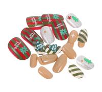 GANAZONO Uñas Postizas Almendradas Medianas con Diseño Navideño Gel Reutilizable y Pegamento Incluido Kit Francés para Mujer y Niña Fácil Aplicación y Protección Natural