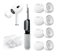 Ganbary 4 Paia di Almohadillas Compatible con Airpods Pro/Airpods Pro 2 con Foro per Riduzione del Rumore, Kit di Pulizia 3 in 1, Scatola di Conservazione Portatile a Quattro Scomparti - XS/S/M/L