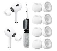 Ganbary 4 Paia di Almohadillas Compatible con Airpods Pro/Airpods Pro 2 con Foro per Riduzione del Rumore, Kit di Pulizia 3 in 1, Scatola di Conservazione Portatile a Quattro Scomparti - S
