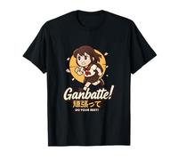 Ganbatte! Anime Kawaii Personaje Cherry Blossom Diseño Camiseta