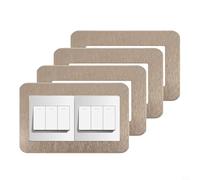 GANCEI 4 piezas de doble enchufe envolventes, placas de dedo para interruptor de luz, marco de resina, para interruptores del Reino Unido, negro, oficina en casa (oro cepillado)