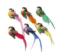 GANCEI 6 pájaros de espuma realistas con plumas y clips de metal, juego de pájaros artificiales de 13 cm para decoración del hogar, centros de mesa de boda y adornos de fiesta en el jardín