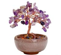 GANCEI Adorno de escritorio de árbol de amatista, decoración de piedras preciosas para el hogar, oficina o escritorio, símbolo de prosperidad y buena fortuna (morado)