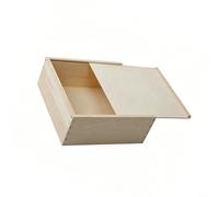 GANCEI Caja de almacenamiento de madera natural con tapa deslizante, elegante organizador para manualidades, joyas y recuerdos, decoración de oficina en casa (15 x 15 x 8 cm)