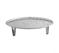 GANCEI Estante de acero inoxidable con 3 pies desmontables, soporte de cocina redondo, para ollas y sartenes, utensilio de cocina plateado, para cocinar al vapor y asar (22 cm)