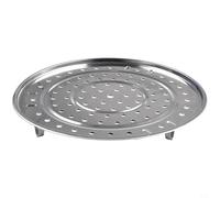 GANCEI Estante de acero inoxidable con 3 pies desmontables, soporte de cocina redondo, para ollas y sartenes, utensilio de cocina plateado, para cocinar al vapor y asar (26 cm)