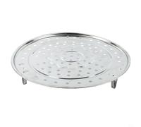 GANCEI Estante de acero inoxidable con 3 pies desmontables, soporte de cocina redondo, para ollas y sartenes, utensilio de cocina plateado, para cocinar al vapor y asar (30 cm)