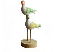 GANCEI Juego de 2 estatuas de gaviota de madera pintadas, figuras de pájaros talladas a mano para decoración de hogar, oficina, cafetería, adorno de césped de grano natural, regalo verde, 205 cm de