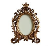 GANCEI Marco de fotos ovalado dorado de resina con diseño vintage y detalles desgastados, se adapta a fotos de 6, 7 u 8 pulgadas, acento decorativo perfecto para mesa (7 pulgadas)