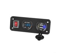GANCEI Panel de enchufe USB QC30 dual con voltímetro e interruptor LED, cargador impermeable de 12 V-24 V para coche, RV, camión, barco (azul)