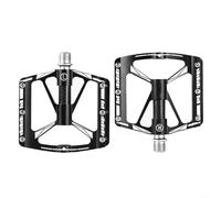 GANCEI Pedales de bicicleta de aleación de aluminio con 3 rodamientos sellados, plataforma ancha antideslizante y eje Cr-Mo, rosca de 14 mm para ciclismo de carretera MTB, par ligero negro izquierdo y