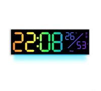 GANCEI Reloj de pared digital grande de 28 cm para sala de estar o dormitorio, con iluminación RGB que cambia de color, pantalla multifunción con fecha, temperatura (blanco)