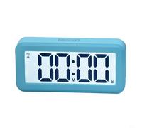 GANCEI Reloj despertador LCD grande con alarmas duales, temporizador de cuenta regresiva, luz nocturna, repetición, parte trasera magnética, blanco (azul pavo real)