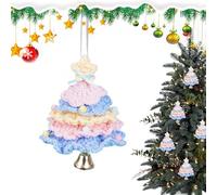 Ganchillo de Navidad - Yarn Christmas Tree | Crocheting Christmâs Tree Pendant with Bell | Decorative Holiday Props, Table Centerpiece for Living Room Bedroom Windowsill Mantelpiece