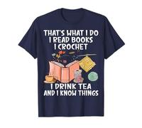 Ganchillo Libros de Lectura Beber Té Crochet Crochet Camiseta