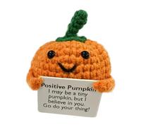Ganchillo positivo - Calabaza Ganchillo positivo | Pequeña calabaza Decoración de ganchillo Muñeca de peluche de apoyo emocional | 8 cm/3,15 pulgadas Linda muñeca de ganchillo con papel positivo, pelu