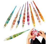 Ganchillos De Resina Para Crochet | Ergonómico Y Estiloso Con Diseño Floral Para Tejido De 9 Piezas,Kit De Crochet Con Para Tejido Manual - Para Muñeca Chal Gorro Bufanda Suéter