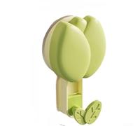 Gancho adhesivo al vacío para almacenamiento de baño, gancho de tulipán con ventosa para organización del hogar, colgador de pared sin taladro para toallas, bolsas y accesorios (verde fresco)