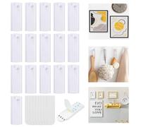 Gancho Adhesivo Blanco XL 16 Uds Compatible con Command Sin Taladrar ABS | Incluye 20 tiras adhesivas, no daña pared, fuerte adherencia, apto azulejo vidrio madera metal, salón dormitorio oficina