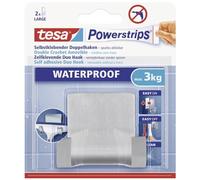 Gancho adhesivo doble (acero) + tiras, resistentes al agua