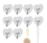 Gancho adhesivo | Ganchos de pared con soporte de peso fuerte en forma de corazón - 10 ganchos transparentes extraíbles multiusos para colgar en la cocina y el baño