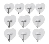 Gancho adhesivo transparente, colgador de toallas en forma de corazón, juego de 10 ganchos adhesivos para ducha, llaves, uso en puertas, soporte de pared con diseño extraíble, construcción compacta, a