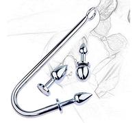 Gancho Anal Plug Anal Bola Anal de Metal Gancho Anal con 4 Bolas Intercambiables Set Plug Anal Butt Plug SM Bondage Asslock Buttpluck Próstata Dilatador de Vagina Juguete Anal para Hombres