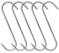 Gancho carnicero,8'' 5 Piezas,Señaló S Ganchos,Acero Inoxidable Ganchos para Colgar Carne Jamon Embutidos Tocino Barbacoa BBQ Cocina Herramienta